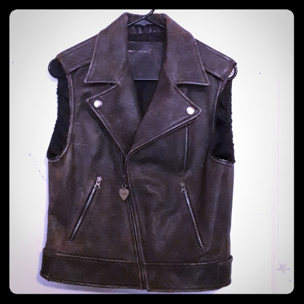 Luella rough edge leather vest.